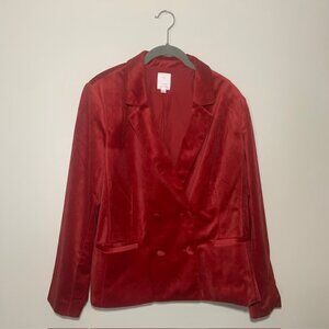 LC Holiday Party Red Velvet New Years Runway Inspired Blazer Jacket - Size XL